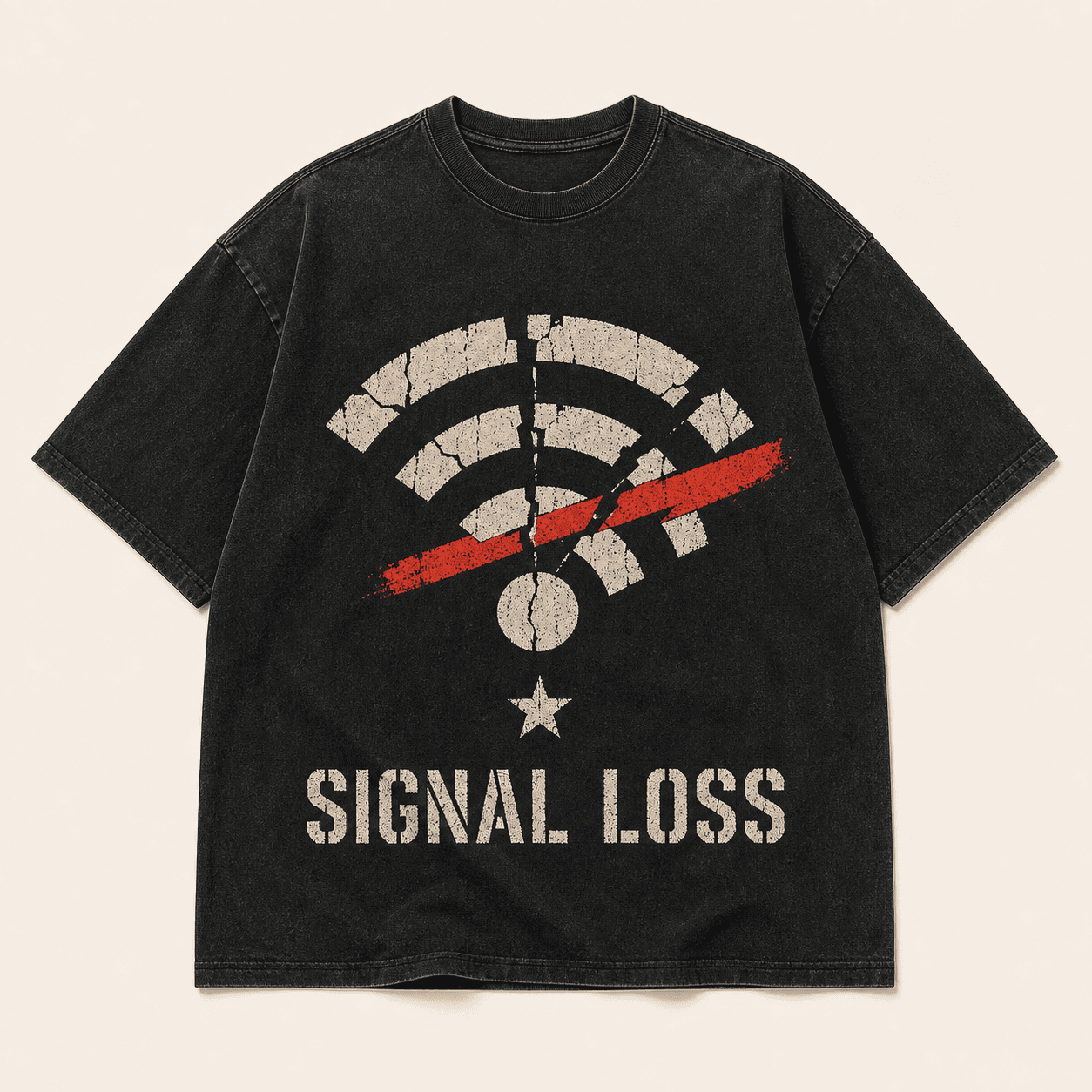 Signal Loss washed-black T-shirt