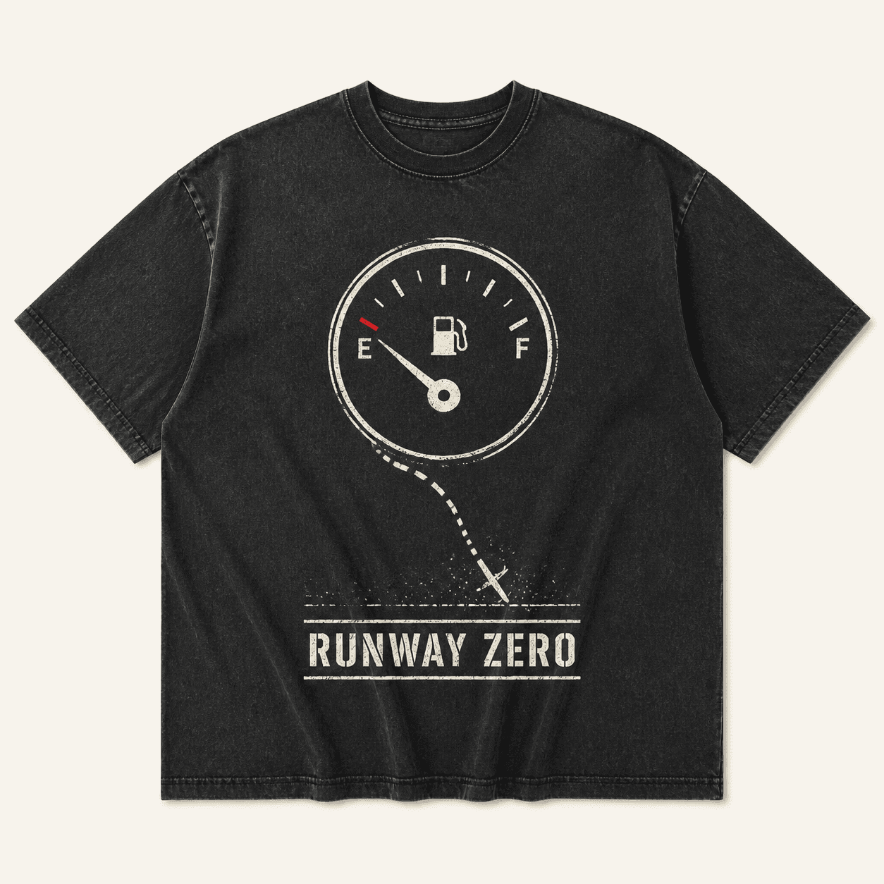 Runway Zero washed-black T-shirt