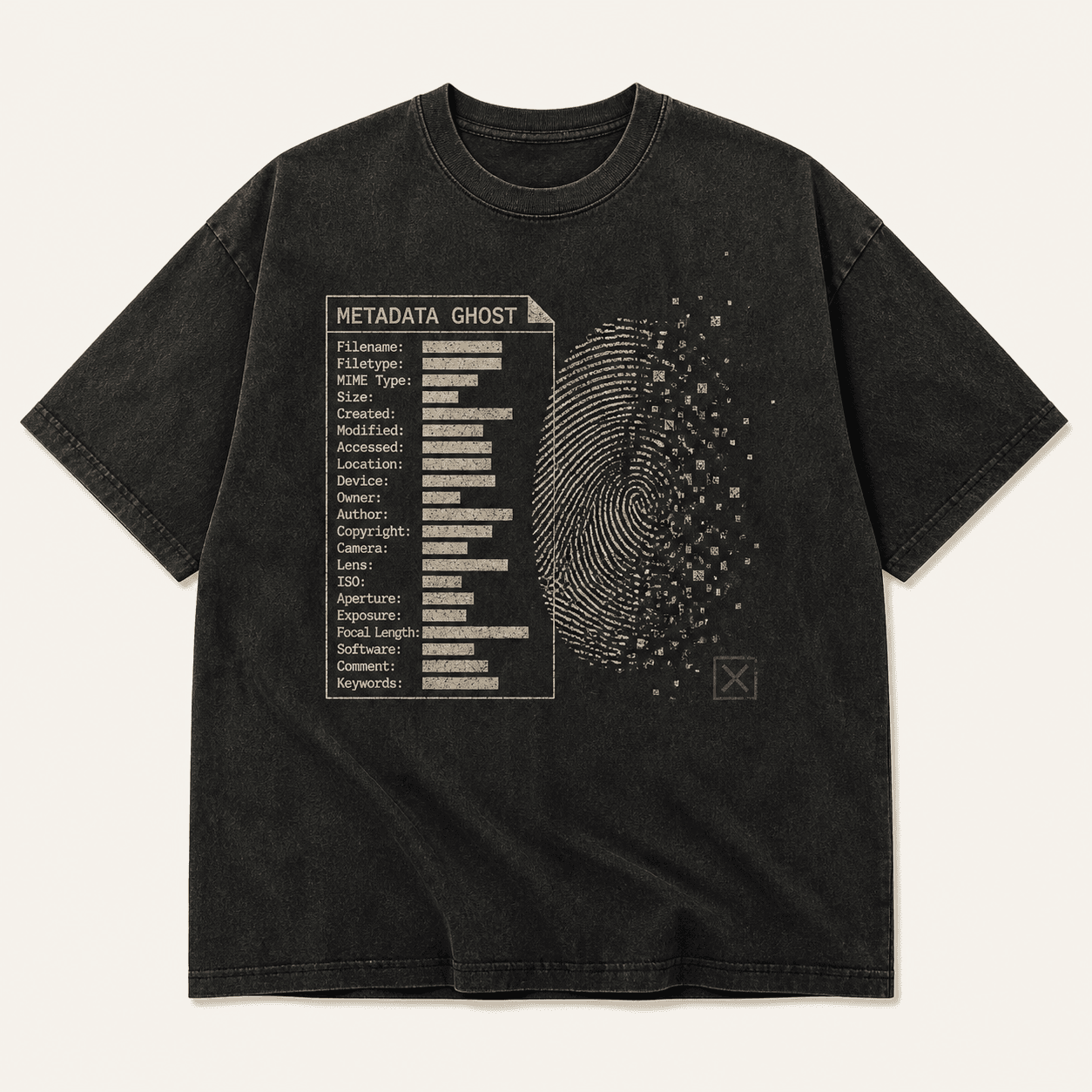 Metadata Ghost washed-black T-shirt